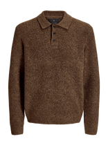 Jack & Jones - Jprblasimon Souffle Knit Polo - Marškinėliai ilgomis rankovėmis - Ruda