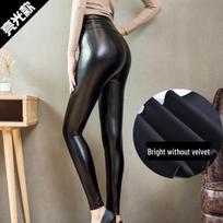 Women's Fleece-Lined High-Waist Leather Pants - 2024 Hip-Lifting Slim Fit Autumn/Winter Plus Size Leggings S gray