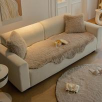 New Long-haired Cat-like Rabbit Plush Sofa Cushions, Thickened Light Luxury Sofa Cushions, Irregular Winter Ins Cushions 80*90cm brown
