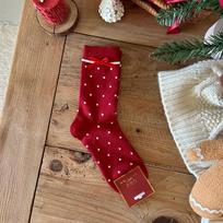 Warm Fleece Socks, Bright Red Christmas Joy Socks, Bow New Year Socks, Bow Red Socks 1 pair brown