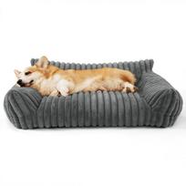 Kennel cat nest universal in all seasons removable and washable grid wavy warm cat sofa pet cat bed S【60*45*20cm】 gray