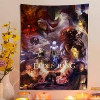Anime Games Elden Ring Anime Tapestry Hippie Flower Wall Carpets Dorm Decor Wall Hanging Home Decor 150X200CM gray