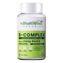 Health Veda Organics Vitamin B-Complex Supplement - 100% RDA for B Vitamins with B1, B2, B3, B5, B6, B7, B9 & Vitamin B12 | For Both Men and Women