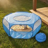 Foldable Playpen Covered Top Pet Enclosure for Indoor Exercise white