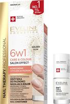 EVELINE Nail Therapy Professional Koncentruotas Nagų Kondicionierius, teikiantis spalvą 6in1 Priežiūra ir Spalva Salonų Efektas - Auksinis Spindesys