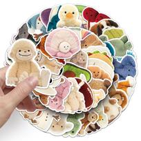 10/50Pcs Cartoon Jellycat Stickers Cute  Animals DIY Stickers Scrapbooking Phone Luggage  Waterproof Decals 10pcs beige