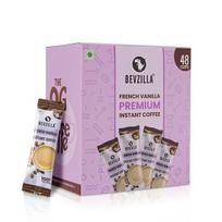 Bevzilla 48 Instant Coffee Powder Sachets (French Vanilla) - 96 Grams|Makes 48 Cups|Strong Arabica Coffe|Best For Espresso, Latte, Cappuccino gray