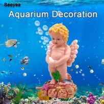 Creative Angel Artificial Ornaments Air Pump Resin Crafts Fish Tank Aquarium Decoration Accessories little angel white