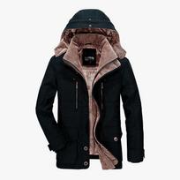 Vyriški žieminiai šilti, didelio dydžio, viršutiniai „Parka“ drabužiai, su kailiniu pamušalu, ilgas, vilnos storinimas, su gobtuvu, laisvalaikio paltas 6XL juoda