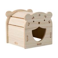 Yousheng Hamster Wooden House Swing Sleeping Nest Multi-Holes Breathable Simple Installation Double Layer Fun Hamster Toys B beige