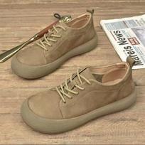New versatile trend comfortable fashion big head leather shoes men's low-top men's shoes soft leather wear-resistant shoes 39 chaki