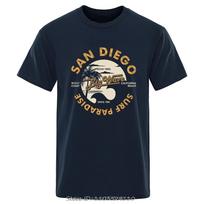 San Diego Surf Paradise, West Coast Of California Men T-shirt Loose Cotton T Shirt Breathable Oversize Casual Tees Tshirt - M... S įvairiaspalvis
