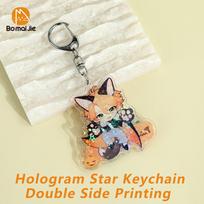 Personalized Custom Anime Keychain Cartoon Acrylic Key Chain Photo Transparent Printing Design Game Keychains 2.5in(63.5mm) beige