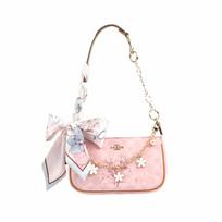 COACH shoulder bag [Customized bag] Nolita 19 Jiuqi Xinghuayu Classic Presbyopia Princess Style Literary Dopamine Korean Sakura Ribbon No Gift Box rožinė