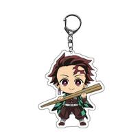 Anime Demon Slayer Kimetsu No Yaiba Keychain Ring Cartoon Kamado Tanjirou Kamado-Nezuko Tomioka Giyuu Action Figure Model Gift beige