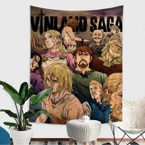 Vinland Saga Anime Tapestry Hanging Tarot Hippie Wall Rugs Dorm Wall Hanging Sheets 60x90cm black