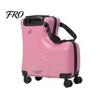 Hard Case Luggage Large Capacity Carry-On with Casters, Impact Resistant Rolling Children Travel Suitcase Seat and Safety Belt, Carry-on 4 Spinner rožinė