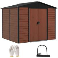 Metal Tool Shed, Weatherproof & Rust-Free, Lockable, 2.40 x 2.06 x 1.98 m, Teak 240 x 206 x 198 cm