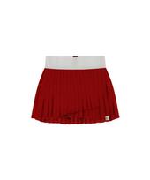 Game Set Match Asymmetrical Pleated Dry-Fit Tennis Skirt [Red] S white