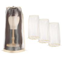 3Pcs Adjustable Wig Dust Bag with Drawstring Travel Wig Organizer  for Packaging smėlis