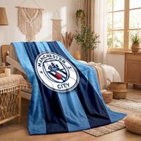 Manchester City Theme Fleece Blanket Cozy Soft Plush Blanket For Bedroom Couch Travel 75x90cm
