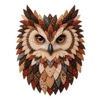 Unikali sienos kabinama dekoracija Pasidaryk pats pelėdos patchwork rinkinys, sluoksniuotos medžiagos siuvimo dimensinis plunksnų amatas 3D tekstilės projektas suaugusiems, A beige