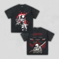 2026 summer Vintage Washed Berserk Guts Griffith Anime T-Shirt Unisex Oversized Streetwear Cotton Short Sleeve Casual Tops M