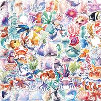 10/50/100pcs Cute Sea Animal Cartoon Aesthetic Stickers Marine Life Ocean Decals Fridge Laptop Phone Diary Decoration Sticker 10pcs blue
