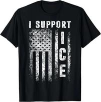 Aš remiu ICE, imigracijos pareigūnus Amerikos vėliava Vintažiniai marškinėliai Viršūnės marškinėliai Vyriški Moteriški 3XL gray