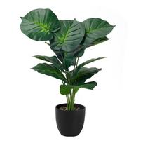 65cm Artificial Palm Tree & Monstera Branch - Tropical Plastic Plants for Home/Garden Decor, Realistic Green Leaves black