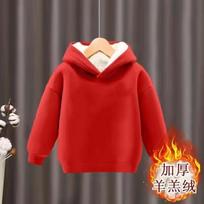 Boys Fleece Lined Hoodie Autumn Winter Thickened Warm Long Sleeve Pullover for Big Kids 90