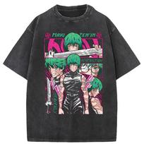 Zenin Maki Anime Vintage Washed T-Shirt Cotton Jujutsu Kaisen Harajuku Men's Streetwear Women Short Sleeve S įvairiaspalvis