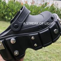 Womens Chunky Platform Clog Sandals With Metal Rivets Matte Finish Closed Toe 11cm Height Increase 36 juoda