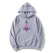 Hoodie Illustrated Buddha Meditation Yoga Lotus Om Motif Men Fleece Hoodies Hip Hop Hooded Sweatshirt Streetwear Harajuku S gray