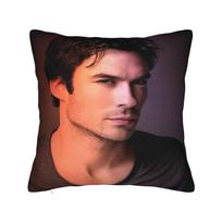 Damon Salvatore Printed Pillowcase Cushion Cover  Pillow Covers Soft and Sweet Car Decorations Zippered Multiple Sizes 12x12in 30X30cm brown