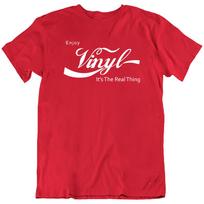 Enjoy Vinyl Music DJ Decks Record LP Technics Headphones Funny T-Shirt Tee Gift Unisex T-Shirt XXL red