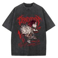Dandadan Ayase Momo & Takakura Ken Death Metal Vintažiniai skalbti Anime marškinėliai, Unisex antgamtiškos Mangos gerbėjų gatvės aprangos marškinėliai, 100% medvilnės laisvalaikio trumpomis rankovėmis S įvairiaspalvis