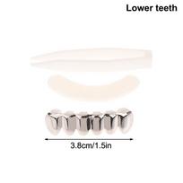 Hip Hop Metaliniai Dantų Grillz Aukso Sidabro Spalvos Dantų Grillz Dantų Kapos Nuimami Punk Cosplay Vakarėlio Dantų Grillz Dantų Papuošalai A3 Lower teeth white