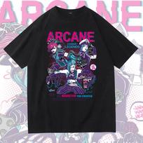 Arcane League of Legends Jinx Vi Powder T-Shirt L blue