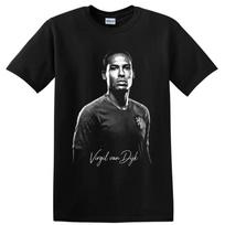 Virgil van Dijk Futbolo Žaidėjo Portretas Marškinėliai Olandijos Futbolo Gerbėjo Grafinis T-shirt S black