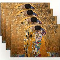 Placemats Set Golden Kiss Art Replica Placemats, Perfect for Dining Tables and Coffee Tables Home Decor Kitchen Restaurant Party 4PCS