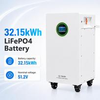 DATOUBOSS 32,15 kWh 51,2 V 628 Ah LiFePO4 saulės baterija, 8000 ciklų, 300 A BMS, 5 colių jutiklinis LCD, RS485 CAN, sieninis montuojamas namų energijos kaupiklis DATOUBOSS-32kwh 628Ah 51.2V-YY