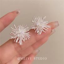 2025 Exquisite French Retro Metal Snowflake Zirconia Stud Earrings - Light Luxury Fashion Accessory gray
