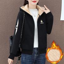 Casual Loose Short Fleece Jacket Women Autumn Long Sleeve Hooded Sweatshirt Streetwear Fashion Sports Hoodies XXXL