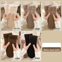 Women's Fleece-Lined Warm Mid-Calf and Over-the-Knee Socks for Autumn and Winter One Size [Bare]