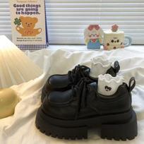 Retro platform with skirt single shoes women's fashion trendy with lace-up small leather shoes women's spring and autumn new models 35