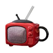 Retro televizoriaus keraminis puodelis su dangteliu ir šiaudeliu 450ml Kūrybingas nostalgiškas dizainas Kavos puodelis Neperšlampamas ir karščiui atsparus Gėrimo puodelis Naujoviška dovana Namams