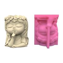 DIY Cute Wreath Girls Flower Pot Silicone Molds Pen Holder Concrete Mold Succulent Planter Making Tool for DIY Crafts 1