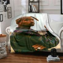 1 vnt. 2Pac Hip-Hop pledas Minkštas lengvas visų sezonų daugiafunkcis užtiesalas sofai, lovai, biurui ir iškyloms, prancūziško stiliaus su ikoniškais albumo viršeliais D38 80cmx120cm(31inx47in)