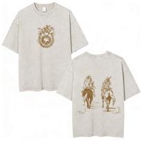 Anime Jojo Bizarre Adventure STEEL BALL RUN Manga Vintage Acid Washed T Shirt Men Women Casual Short Sleeves T-shirt Streetwear S
